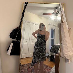 Vintage Floral Dress Asymmetrical Halter